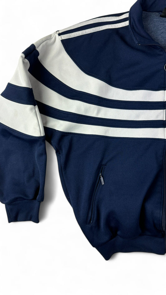 Vintage Adidas Sportjacke 90s Horizontal Stripes Navy Weiß D6 M