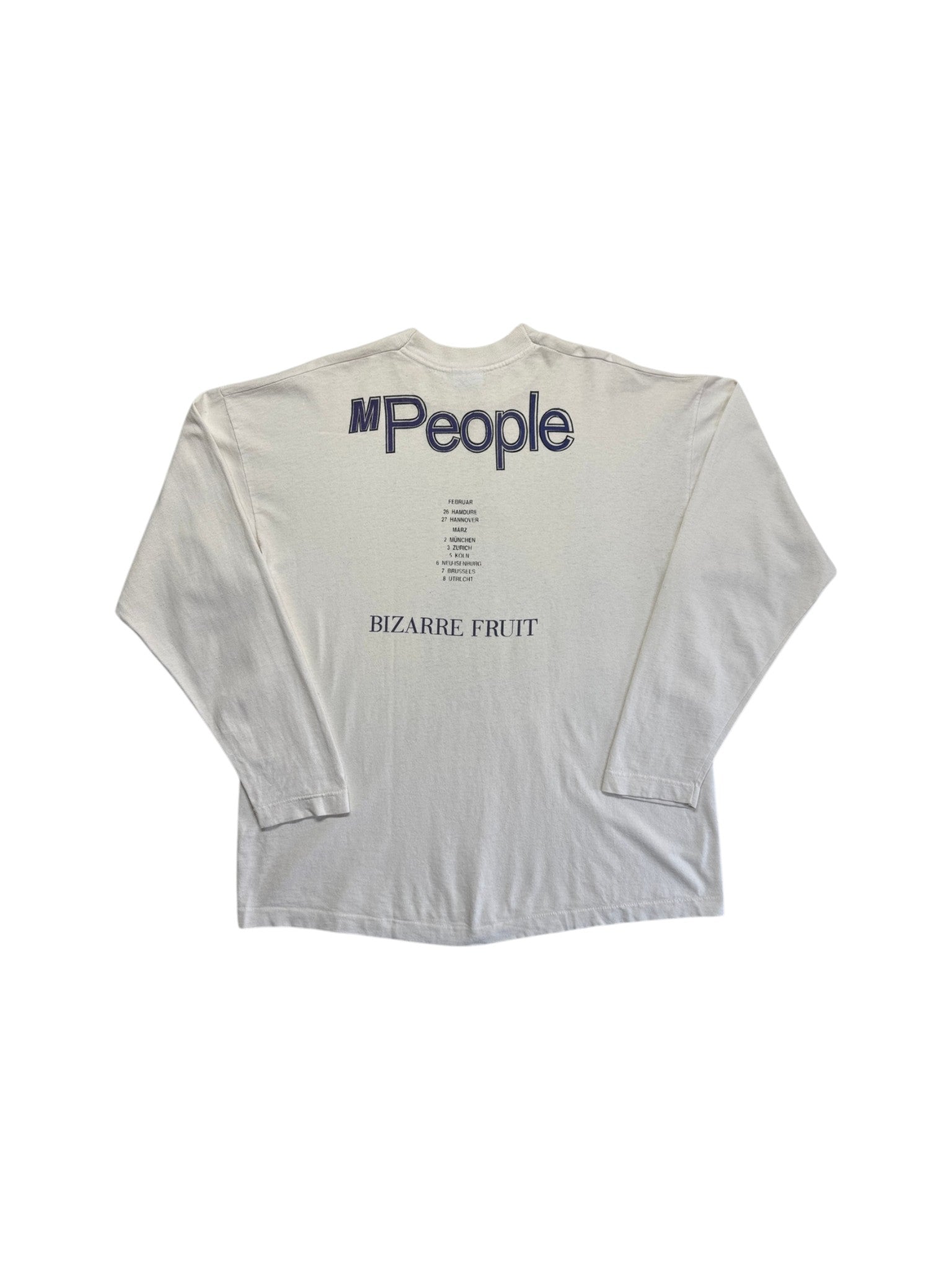 1995 Screen Stars Longsleeve M People Bizarre Fruit Tour Single Stitch Weiß XL