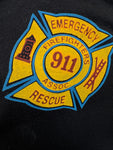 1990 Jerzees Hoodie "Fire-Fighters" Made In USA Schwarz L