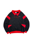 80s Adidas By Ventex Sweater Druckknöpfe & Kordelzug Made In France Schwarz Rot 8/54 L-XL