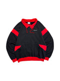 80s Adidas By Ventex Sweater Druckknöpfe & Kordelzug Made In France Schwarz Rot 8/54 L-XL