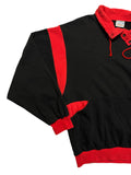 80s Adidas By Ventex Sweater Druckknöpfe & Kordelzug Made In France Schwarz Rot 8/54 L-XL