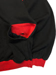 80s Adidas By Ventex Sweater Druckknöpfe & Kordelzug Made In France Schwarz Rot 8/54 L-XL