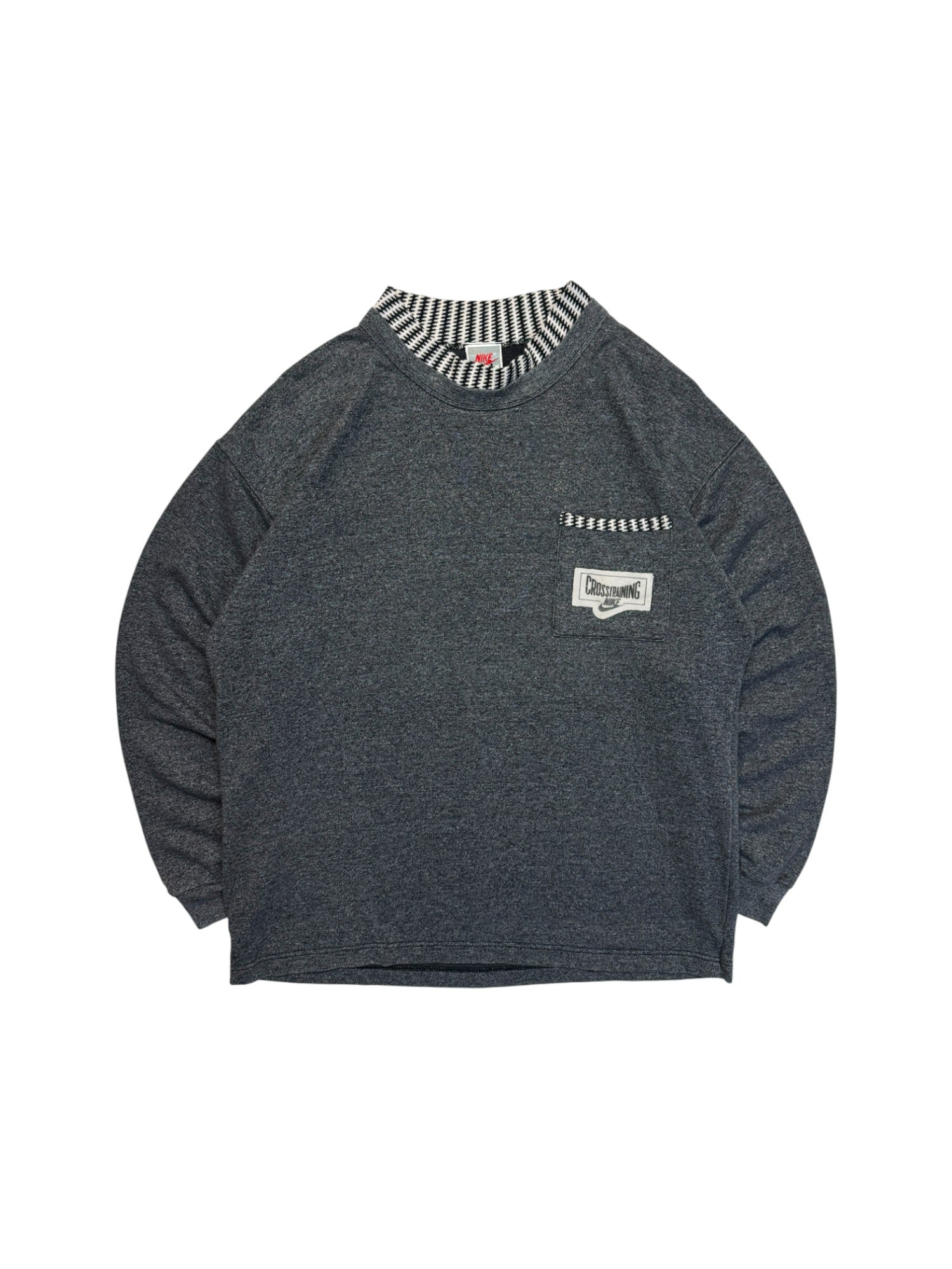 90s Nike Sweater Mit Stehkragen "Crosstraining" Made In Italy Dunkelgrau M