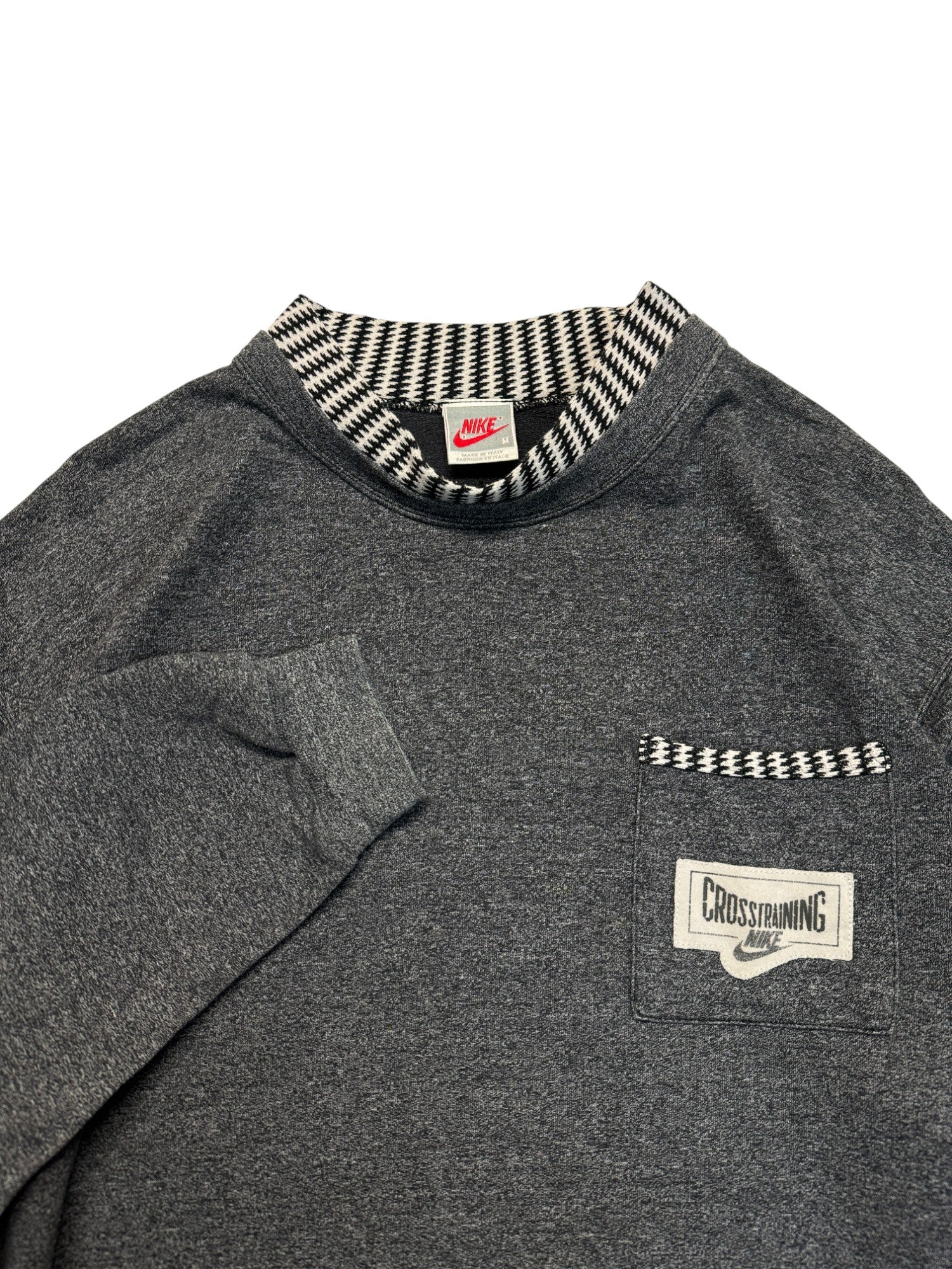 90s Nike Sweater Mit Stehkragen "Crosstraining" Made In Italy Dunkelgrau M