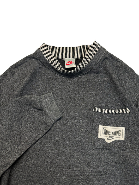 90s Nike Sweater Mit Stehkragen "Crosstraining" Made In Italy Dunkelgrau M