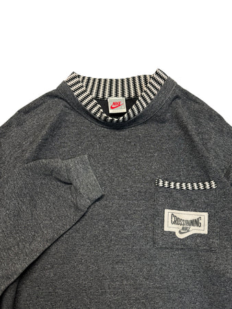 90s Nike Sweater Mit Stehkragen "Crosstraining" Made In Italy Dunkelgrau M
