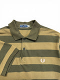 80s Fred Perry Sportswear Polo Shirt Gestreift Made In Macau Olivgrün Beige M