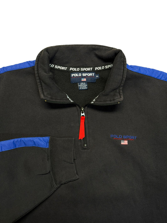 90s Polo Sport By Ralph Lauren Quarterzip Schwarz XL