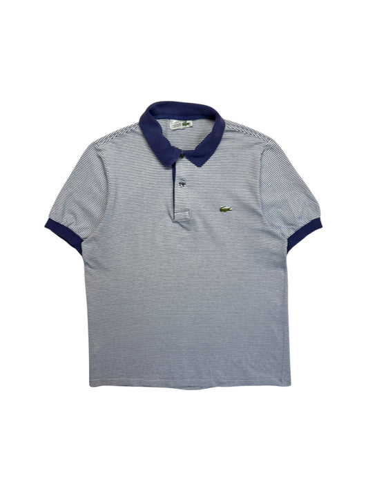 90s Lacoste Polo Shirt Gestreift Made In France Blau Weiß (3) S