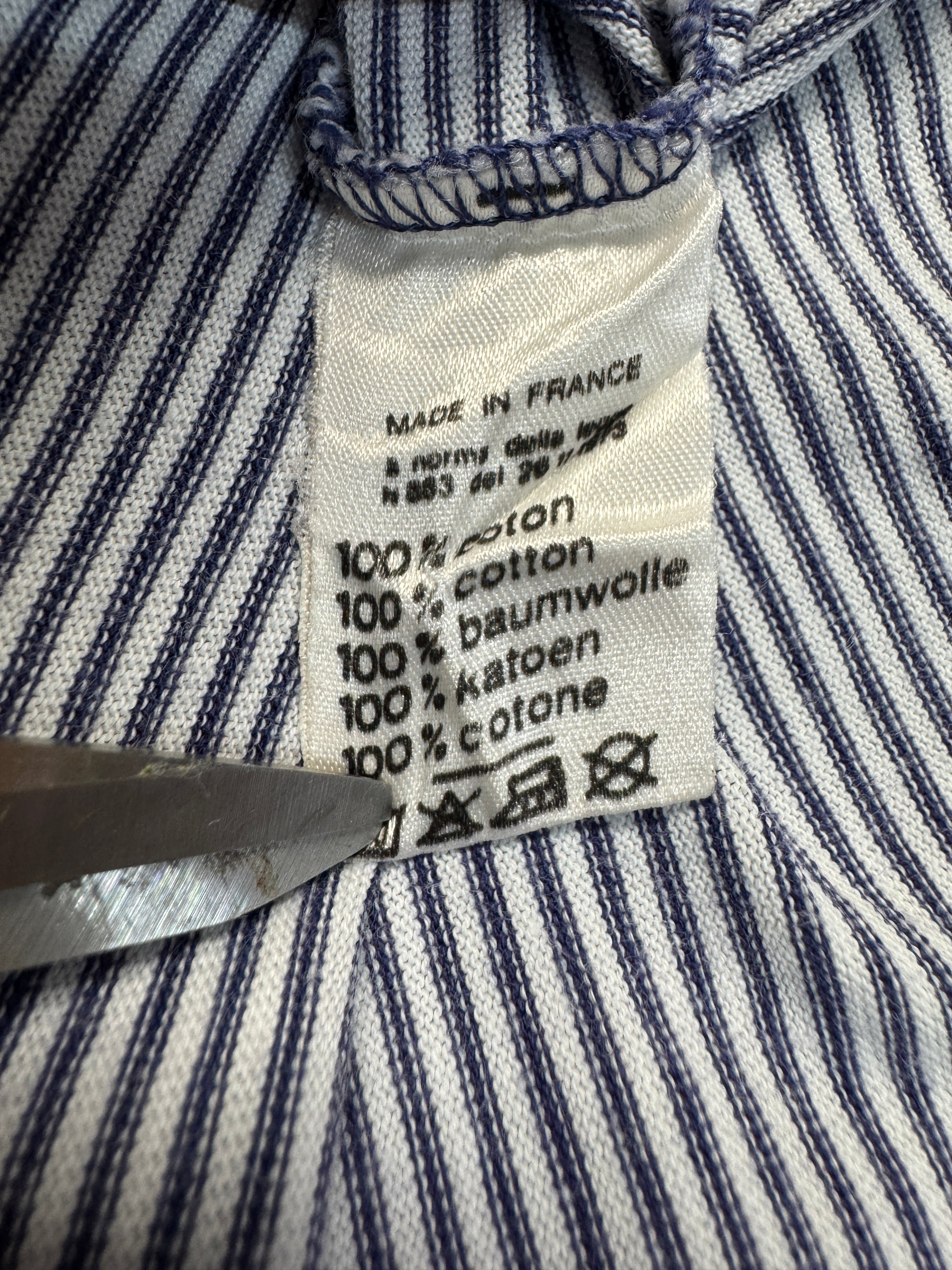 90s Lacoste Polo Shirt Gestreift Made In France Blau Weiß (3) S