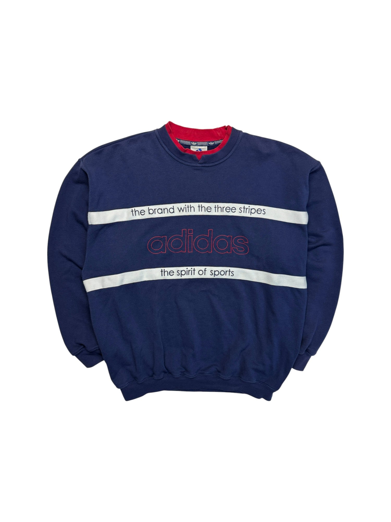 90s Adidas Sweater Doppelter Kragen Made In Singapore Blau D6 M