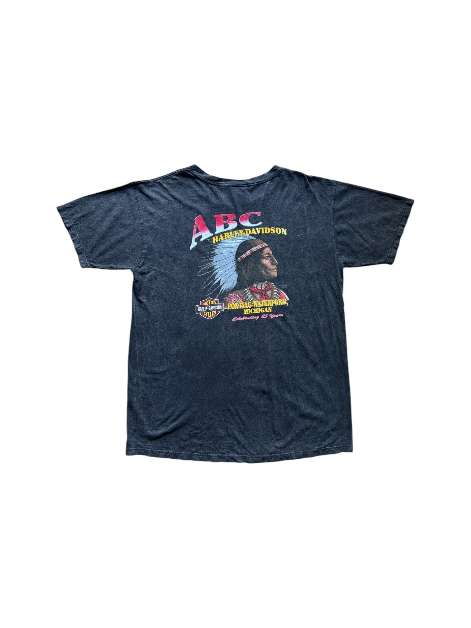 Harley Davidson Shirt 2007 "ABC Pontiac Waterford, Michigan Celebrating 25 Years" Made In USA Grau L - RareRags