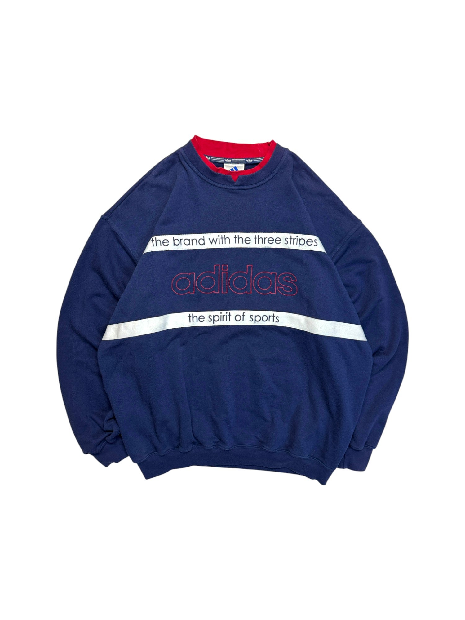 90s Adidas Sweater Doppelter Kragen Made In Singapore Blau D6 M