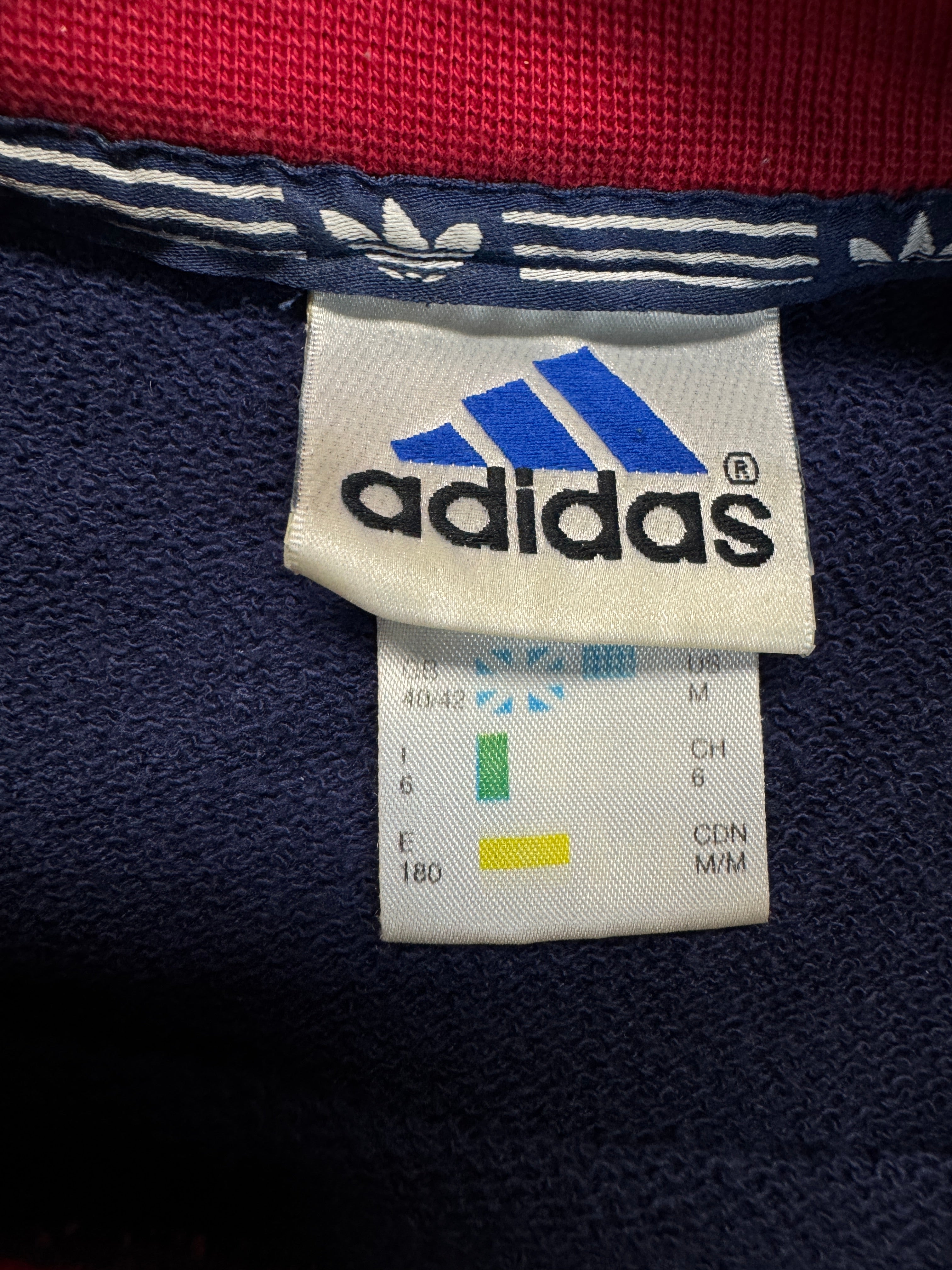 90s Adidas Sweater Doppelter Kragen Made In Singapore Blau D6 M