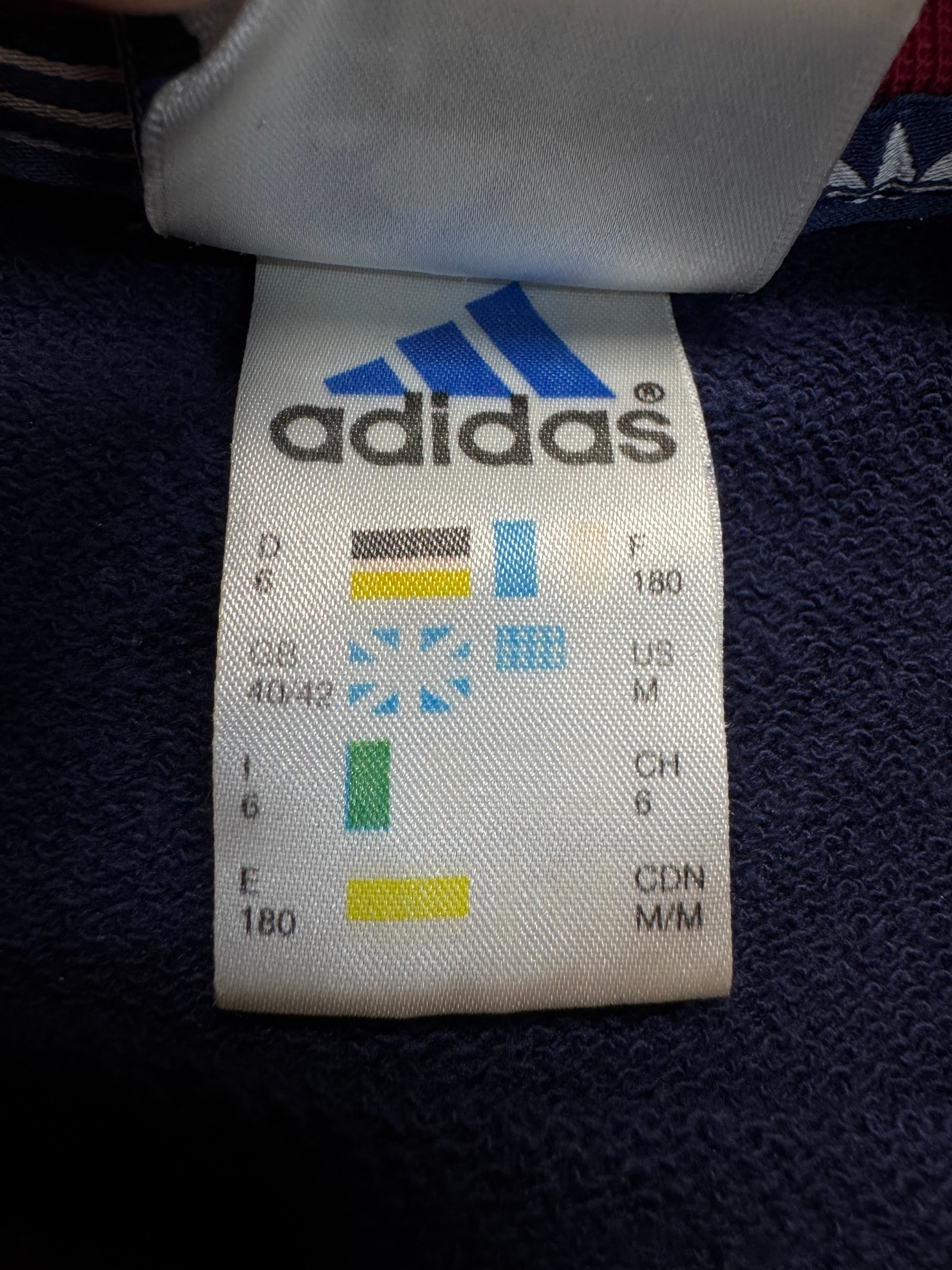 90s Adidas Sweater Doppelter Kragen Made In Singapore Blau D6 M