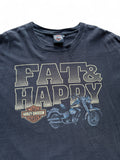 Hanes Shirt 2012 Harley Davidson "Fat&Happy- Siebla Malaga Spain" Schwarz XXL