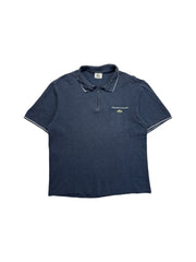 90s Lacoste Zip Polo Shirt Brusttasche Dunkelblau/Grau (6) L