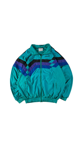 Vintage Adidas Sportjacke 90s Nylon Tactel Textile Fiber Grün/Türkis D6 M-L