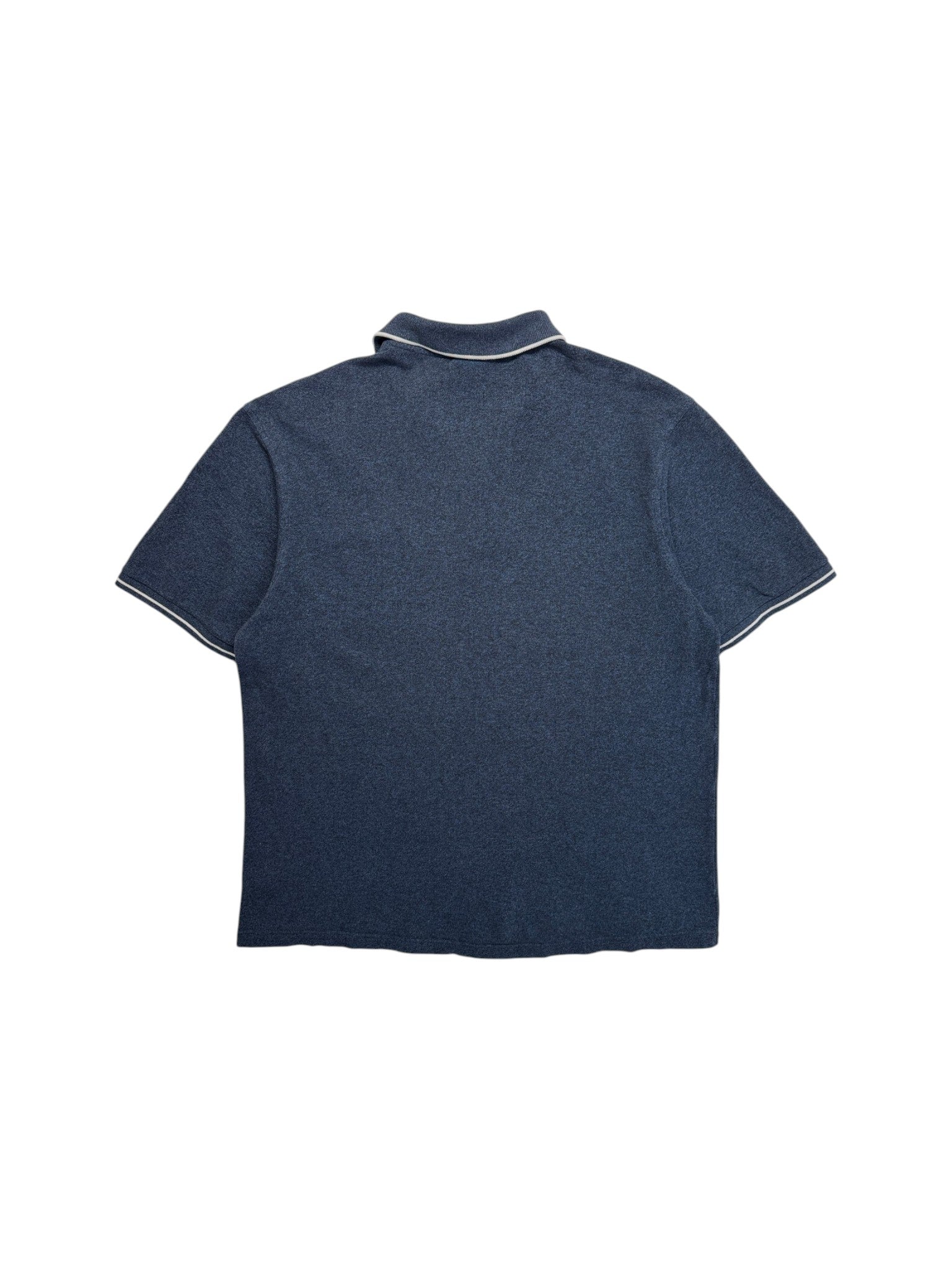 90s Lacoste Zip Polo Shirt Brusttasche Dunkelblau/Grau (6) L