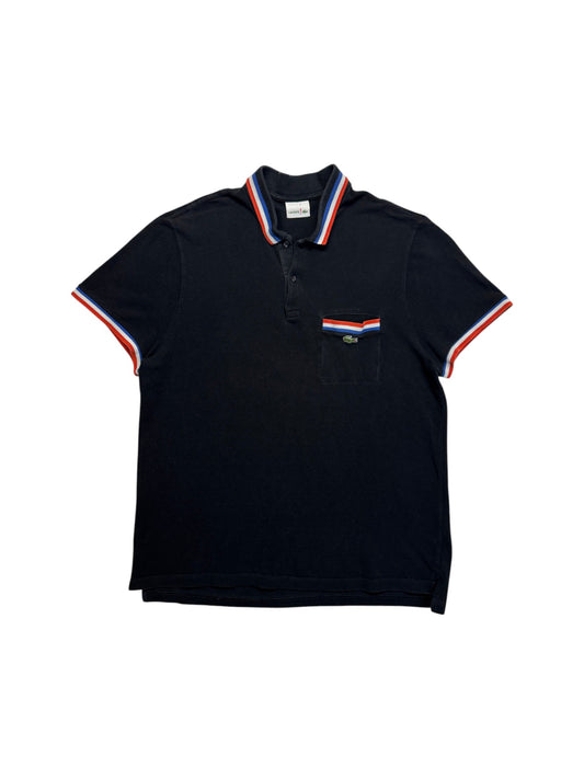 00s Lacoste! Polo Shirt Tricolor France Schwarz (7) XL