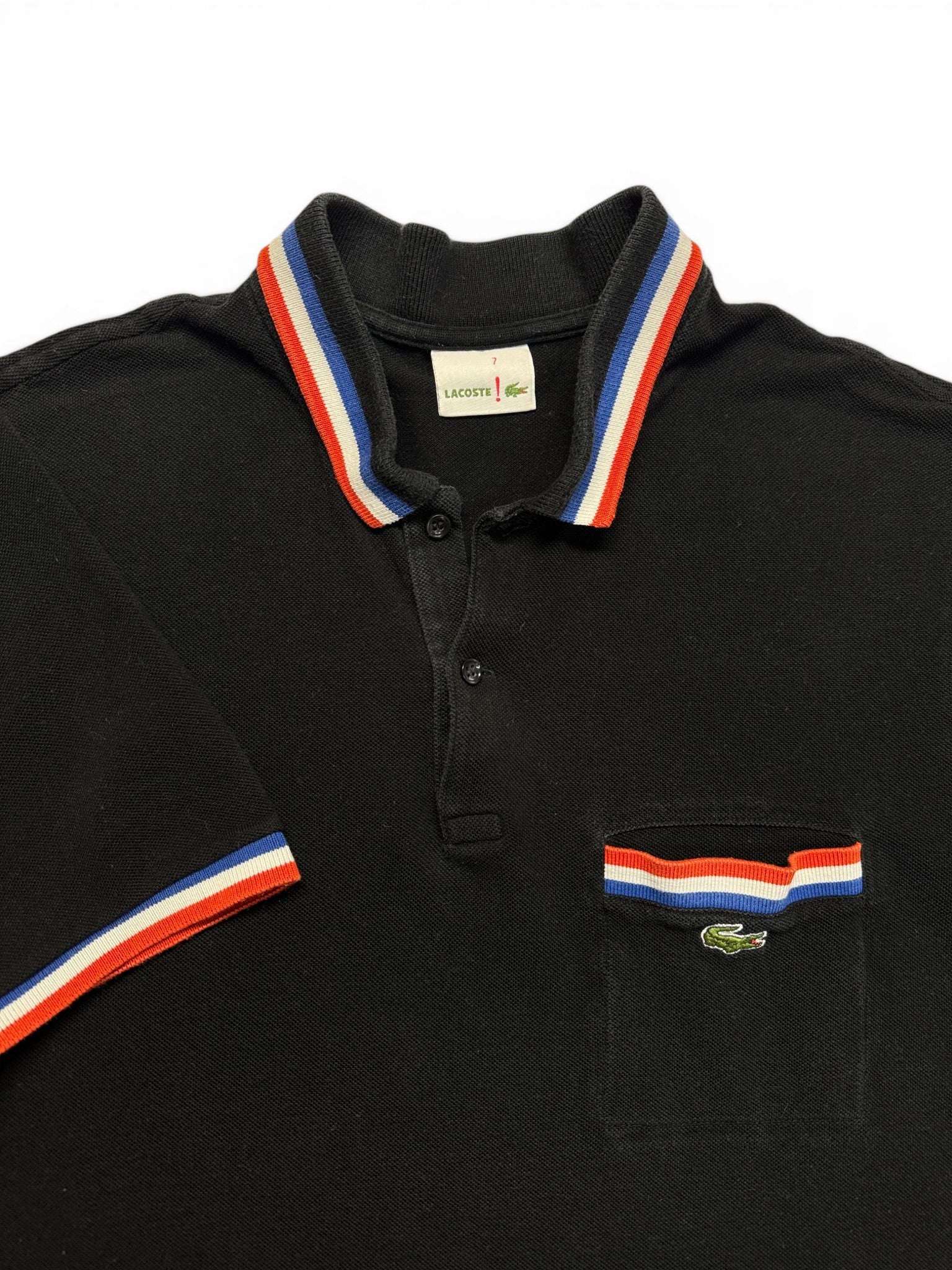 00s Lacoste! Polo Shirt Tricolor France Schwarz (7) XL