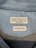 Brunello Cucinelli Polo Shirt Gestreift Grau Blau XXS