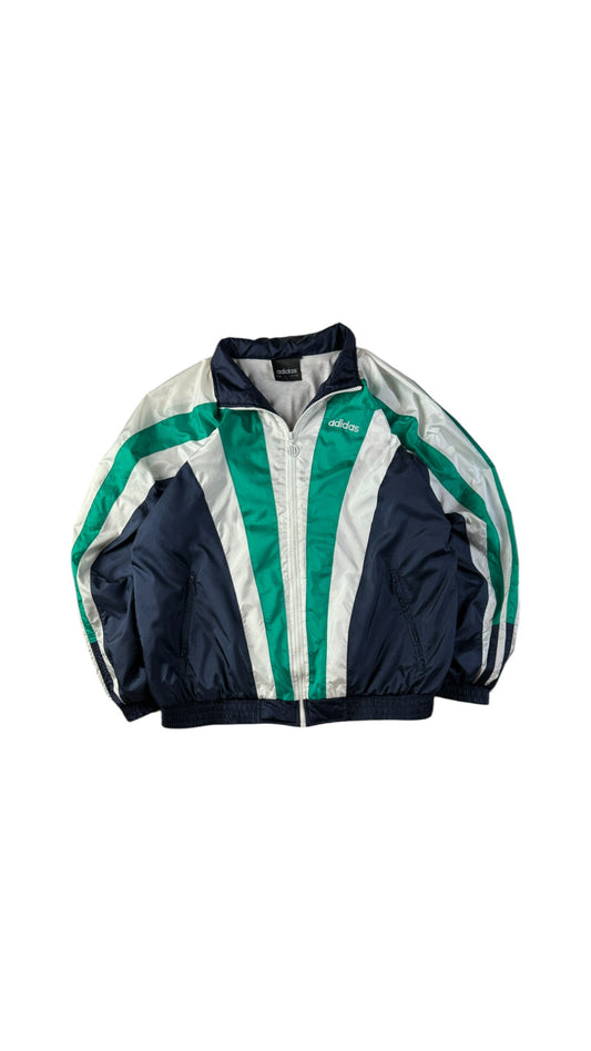 Vintage Adidas Sportjacke 90s Nylon Dunkelblau Weiß D5 M