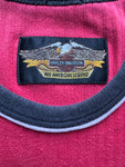 Vintage Harley Davidson Ringer-Shirt 90s Slim Fit Logo Print Rot XL