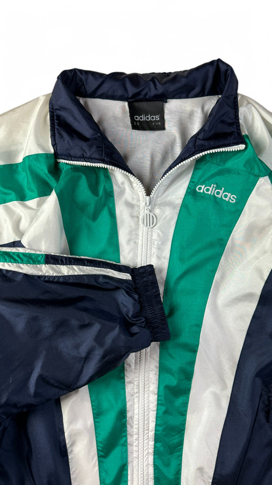 Vintage Adidas Sportjacke 90s Nylon Dunkelblau Weiß D5 M
