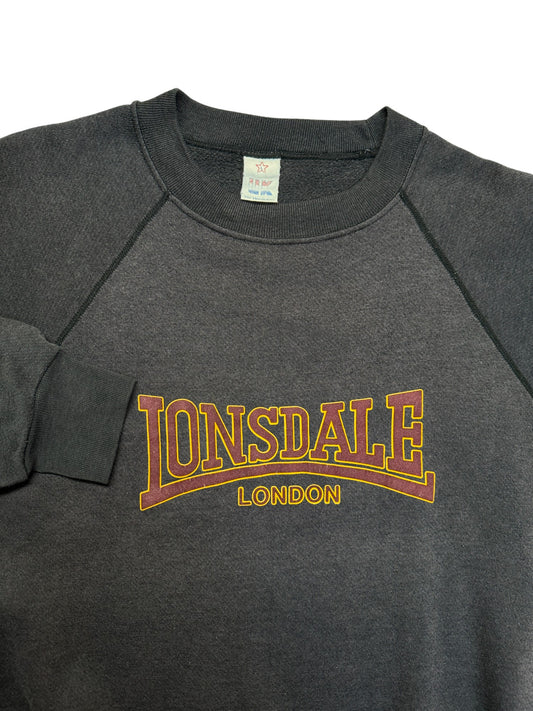 80s Bootleg Lonsdale Raglan Sweater "Mr. President"-Tag Grau S-M