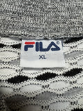 90s Fila Bootleg Polo Shirt 3D Knit Weiß Schwarz XL