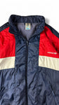 Vintage Adidas Sportjacke 80s Frottee Lining Kapuze Im Kragen Dunkelblau Rot D6 M