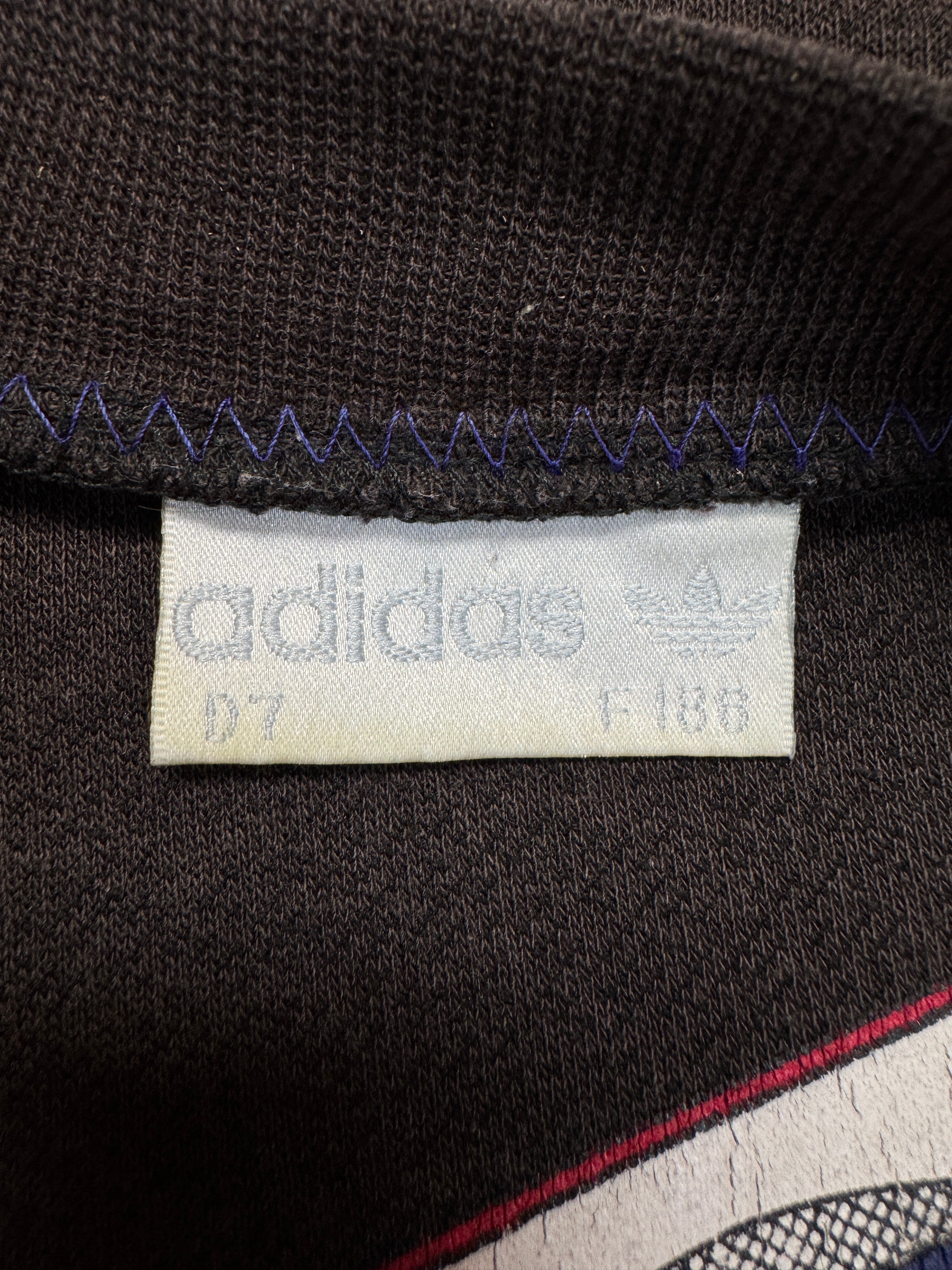 90s Adidas Sweater Colorblocked Boxy Schwarz Weiß Rot L