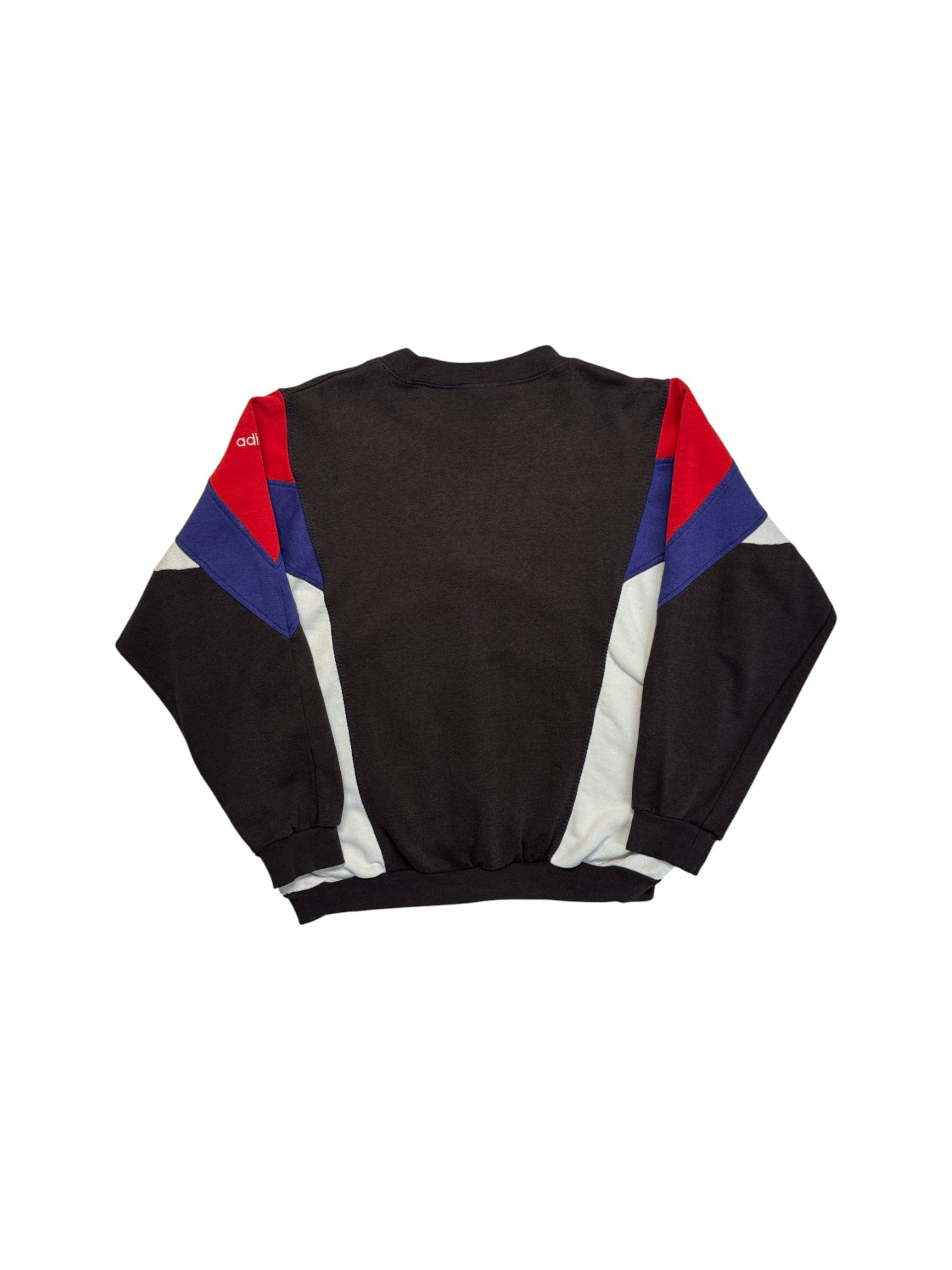 90s Adidas Sweater Colorblocked Boxy Schwarz Weiß Rot L