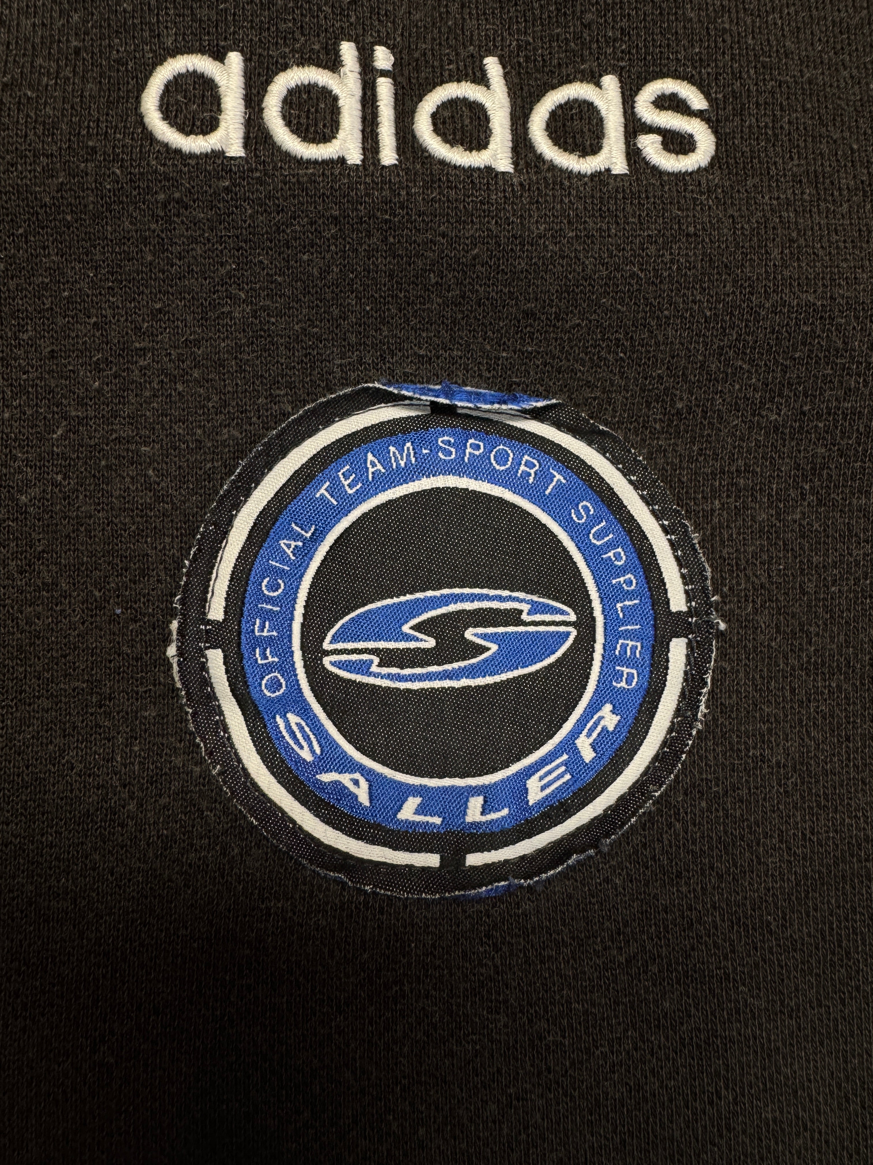 90s Adidas Sweater "Sitor" Saller Patches Schwarz Blau M