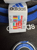 90s Adidas Sweater "Sitor" Saller Patches Schwarz Blau M