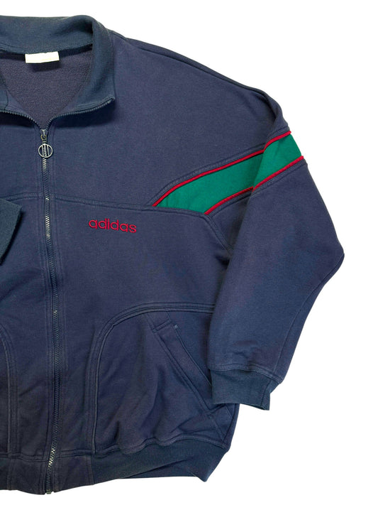 90s Adidas Full Zip Sweater Dunkelblau XL-XXL