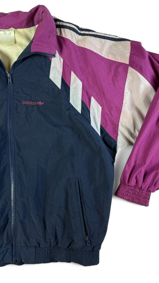Vintage Adidas Sportjacke 90s Tactel Textile Fibre Schwarz Lila D7 L