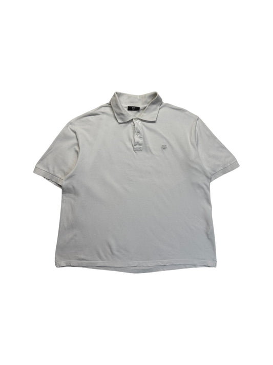 90s MCM Polo Shirt Boxy Basic Weiß L-XL