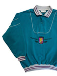 Rare! 90s Adidas Sweater Rugby Team New Guinea University Made In Hong Kong Türkis S-M