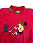Rare! 1986 Iceberg Sweater Polo-Kragen Tin Tin Made In Italy Rot M-L