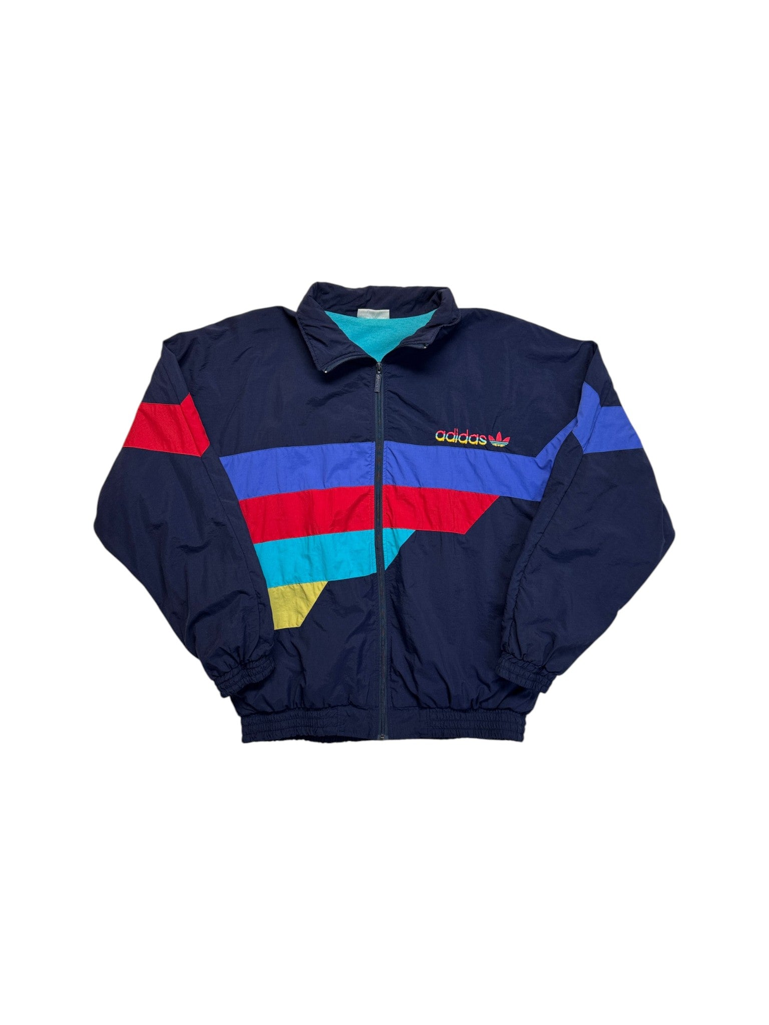 90s Adidas Sportanzug Tactel Fibre Colorblocked Dunkelblau/Schwarz D5 M
