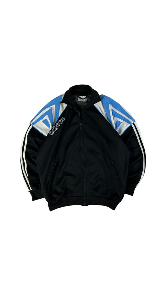 Vintage Adidas Sportjacke 90s Spellout Schwarz Blau D6 M