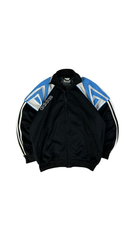 Vintage Adidas Sportjacke 90s Spellout Schwarz Blau D6 M