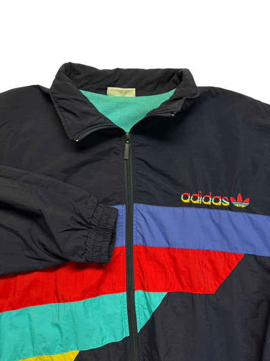 90s Adidas Sportanzug Tactel Fibre Colorblocked Dunkelblau/Schwarz D5 M