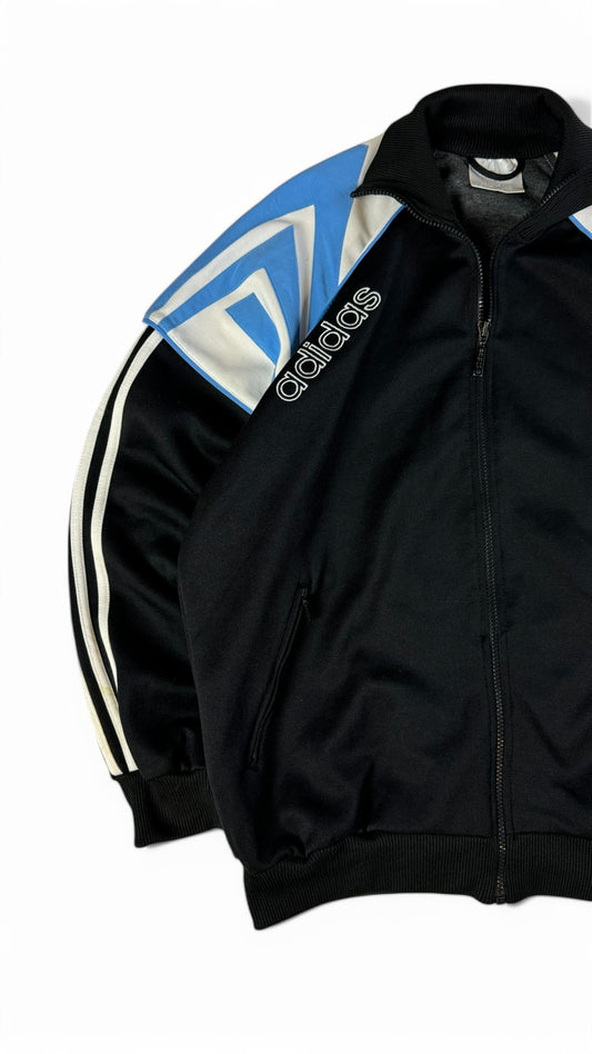 Vintage Adidas Sportjacke 90s Spellout Schwarz Blau D6 M