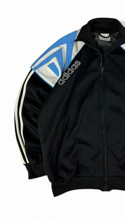 Vintage Adidas Sportjacke 90s Spellout Schwarz Blau D6 M