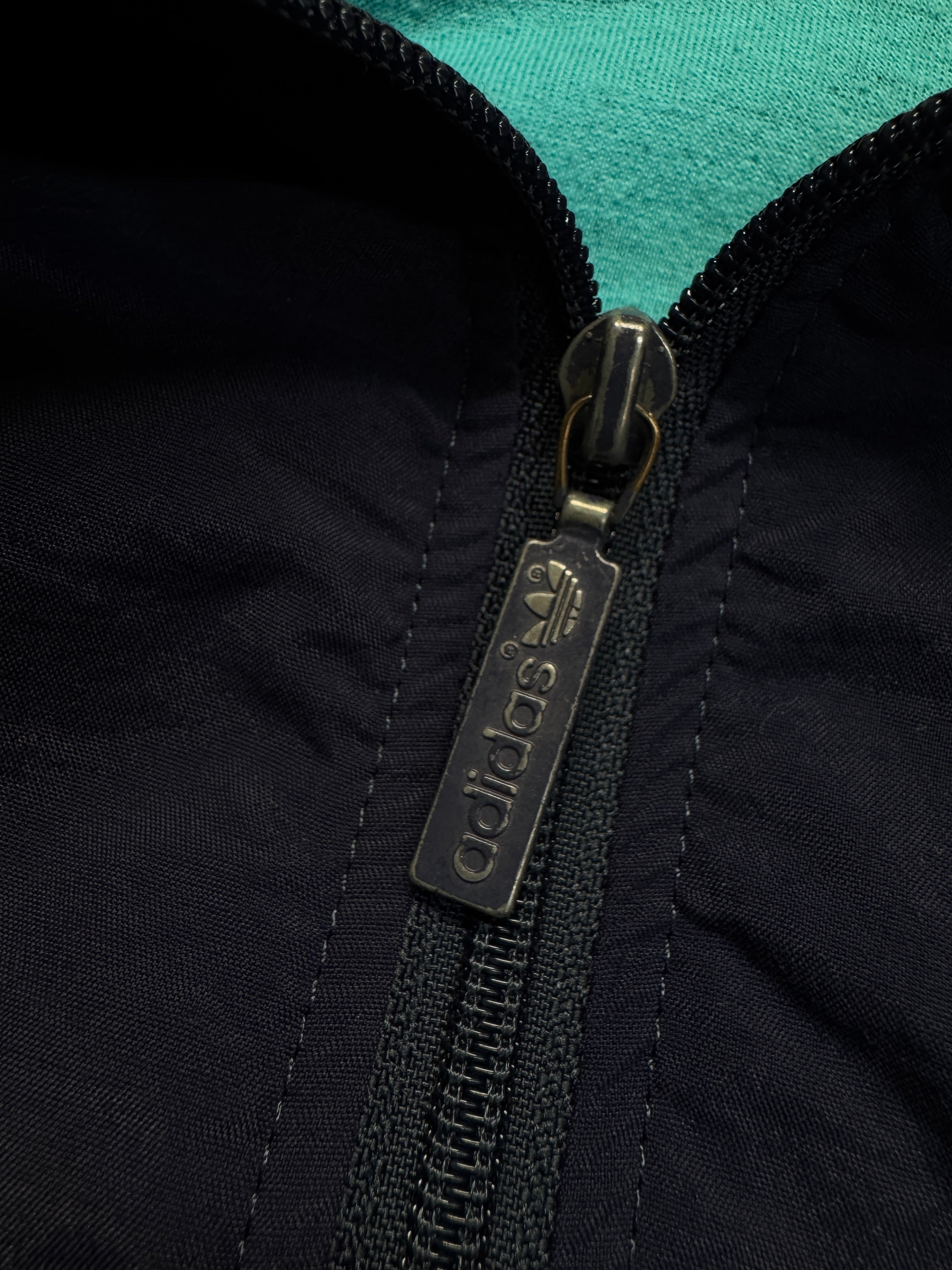 90s Adidas Sportanzug Tactel Fibre Colorblocked Dunkelblau/Schwarz D5 M