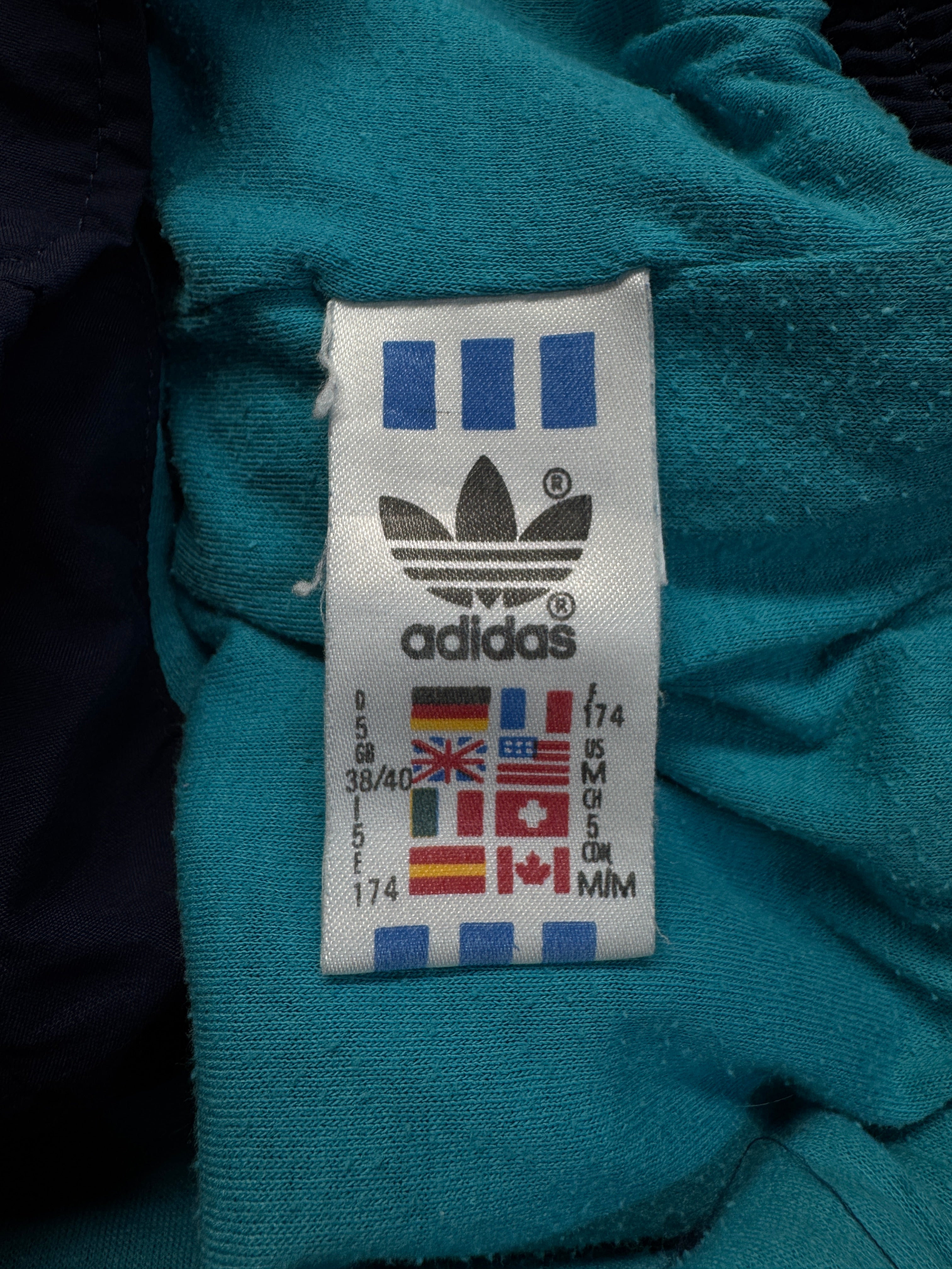 90s Adidas Sportanzug Tactel Fibre Colorblocked Dunkelblau/Schwarz D5 M